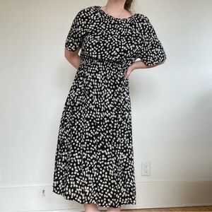 H&M Black Floral Midi Dress